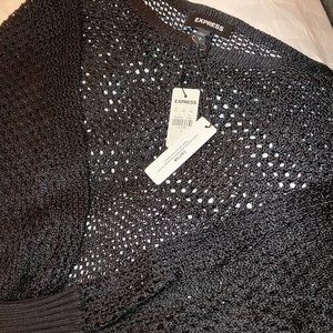 Express Black open stitch dolman sweater